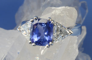 Sapphire and diamond ring  with a platinum setting.  Ann Pearce Design
